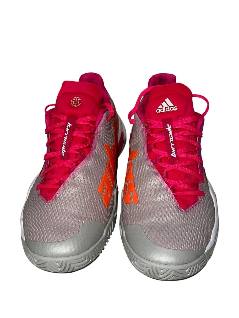 Adidas Barricade Women's Tennis-Pickleball Shoes Grey/Pink/Orange Size 8